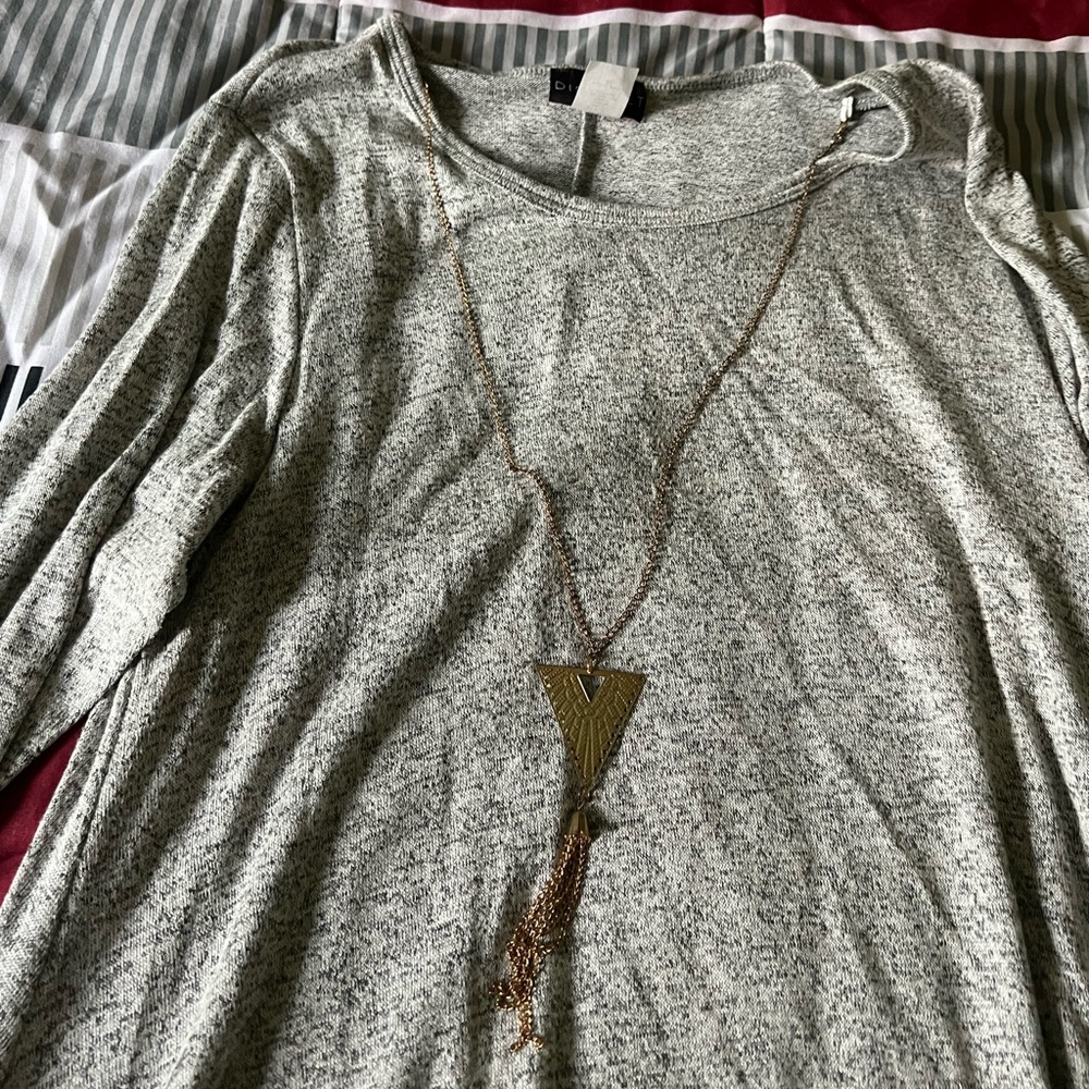 Grey tunic with built in necklace